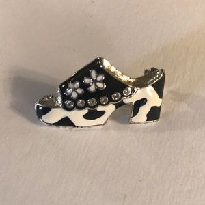 Shoe Pin Brooch Black and White